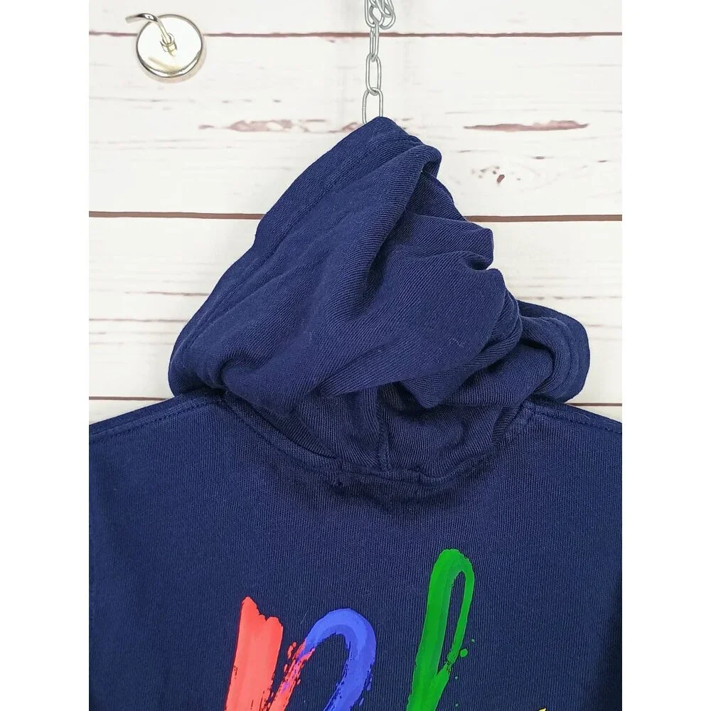 Ralph Lauren Polo Kids Navy Full-Zip Hoodie With Kangaroo Pockets & Multicolor L